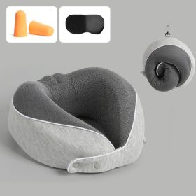 U Shaped Memory Foam Travel Pillow Neck Support Soft Head Rest Car Plane Cushion (Color: Light Grey)