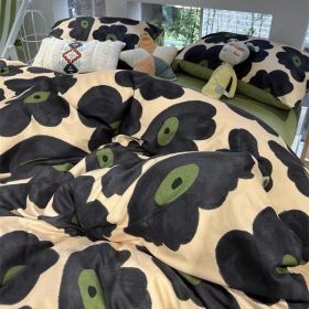 Double-piece Foggy Gray Quilt Cover Four-piece Bedding Sheet Dormitory Bed Three-piece Set (Option: Nepal Love Letter-220cm)