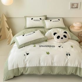 Cotton Four-piece Set Washed Fitted Sheet Duvet Cover Sheets Three-piece Bedding Set (Option: B White-1.8m Fitted Sheet 4pcs)